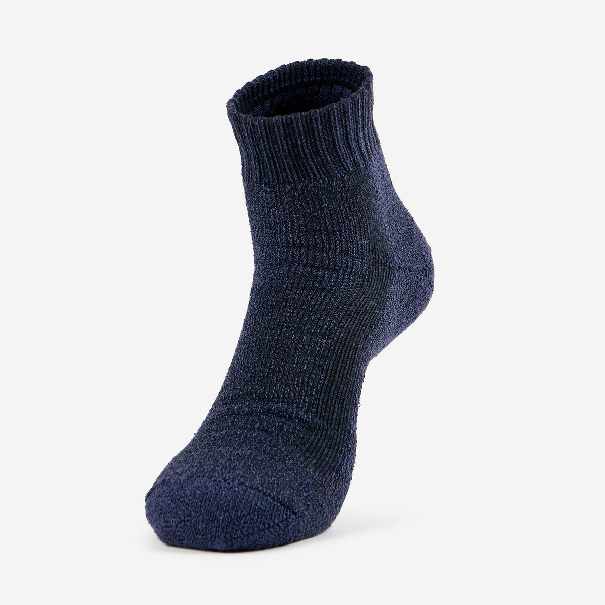 Thorlos hiking ankle sock in Night Navy with moderate cushion padding and ribbed cuff