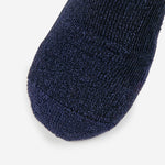 Thorlos hiking ankle sock in Night Navy showing toe box and cushioned terry loop construction