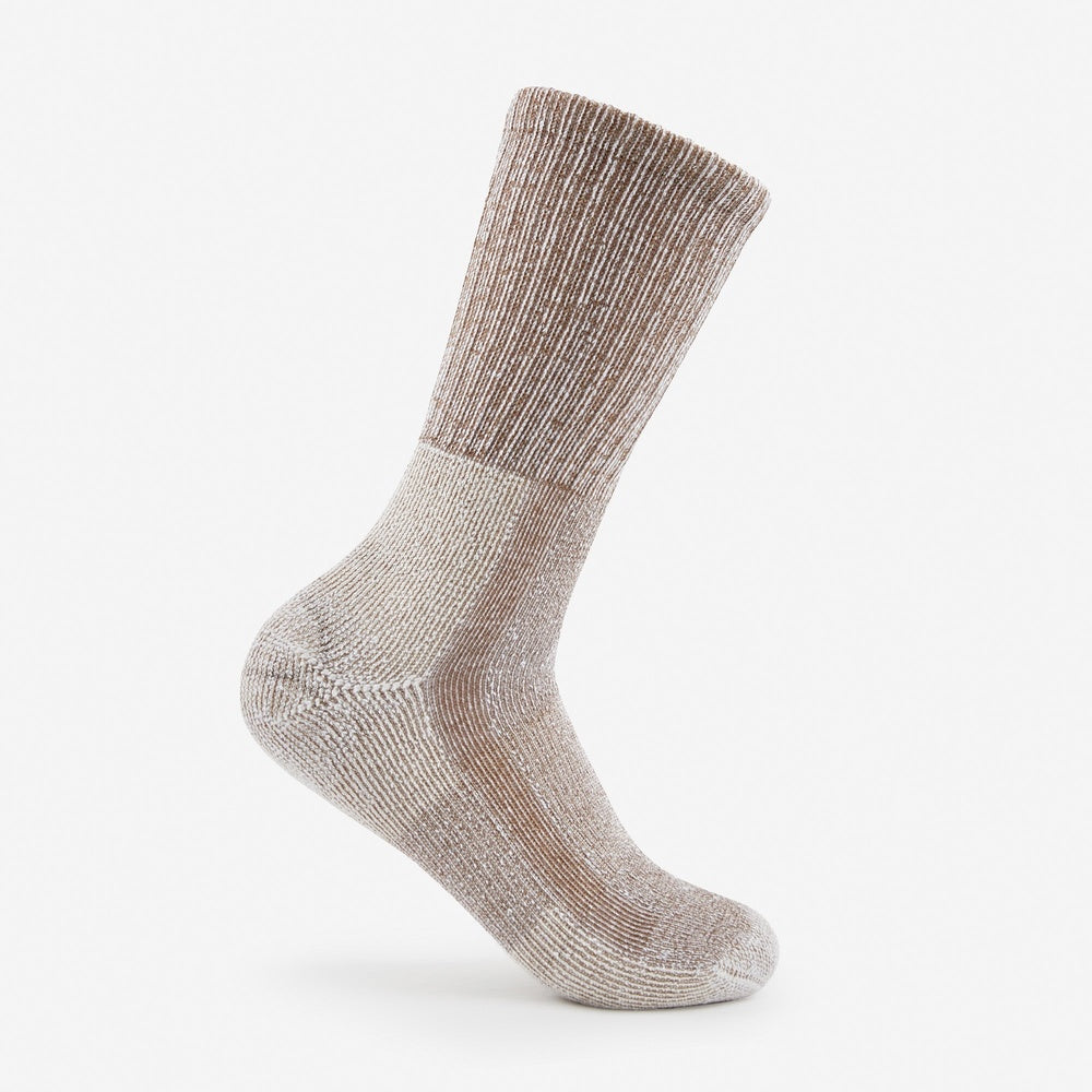 Thorlos Women's Moderate Cushion Crew Hiking Sock in brown heathered wool silk blend