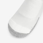 Thorlos women's white ankle walking sock with gray platinum cushioned toe area