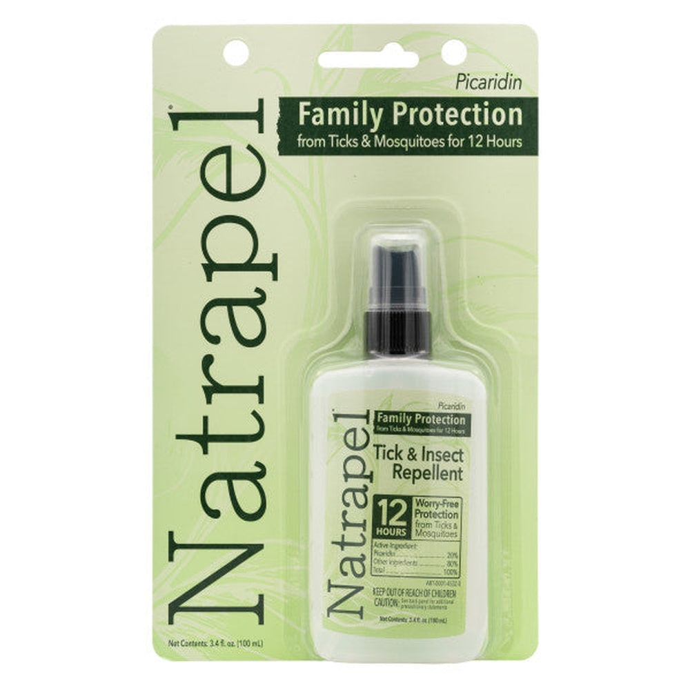 Natrapel Tick and Insect Repellent 3.4oz spray bottle with 12-hour protection packaging