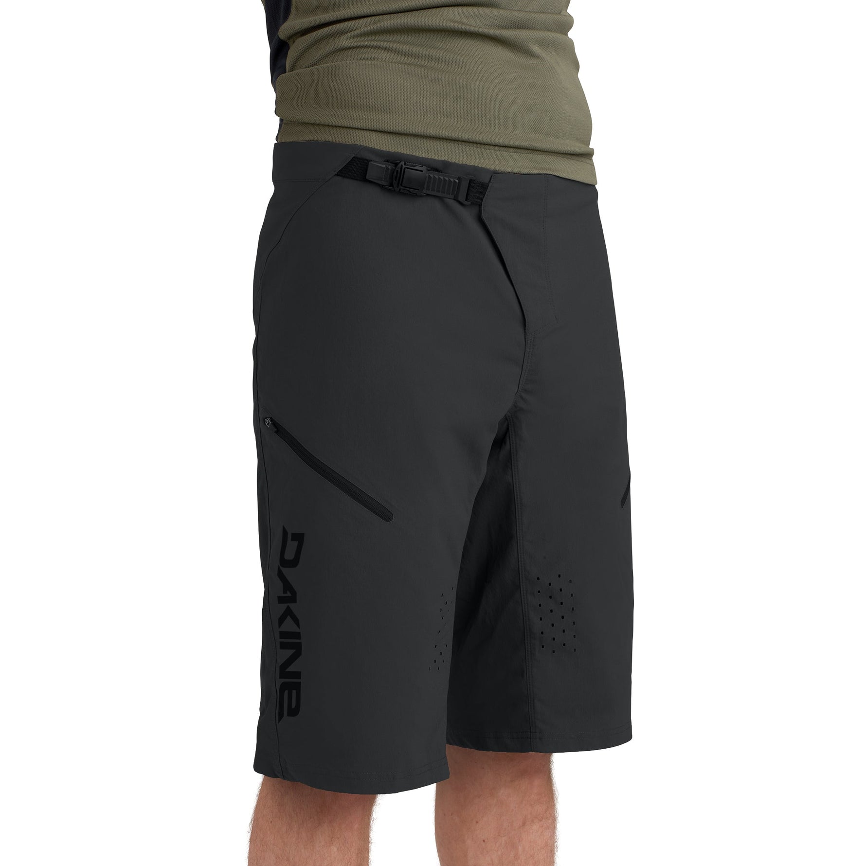 DAKINE Vectra mountain bike shorts in black with zippered pocket and belt