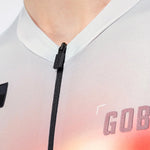 Close-up detail of Gobik Attitude 2.0 jersey zipper and collar area in Flank colorway