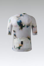 Gobik CX Pro 3.0 cycling jersey in white with abstract colorful cloud pattern