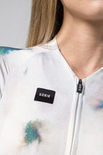 Gobik CX Pro cycling jersey in white with iridescent multicolor pattern