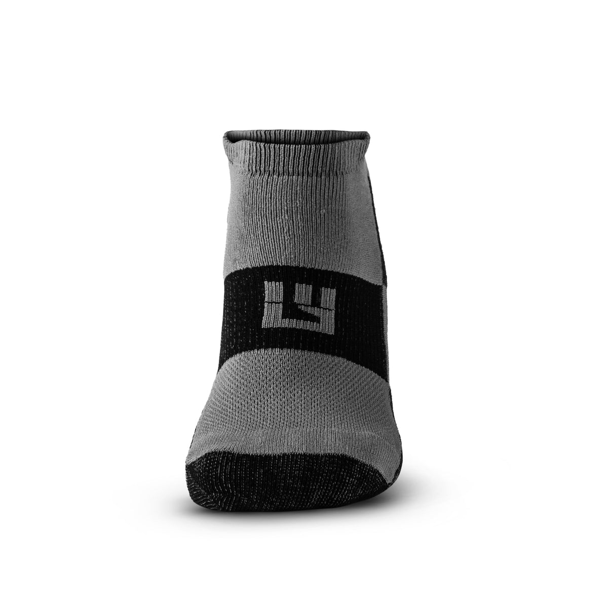 LEGG No Show Running Socks in black and grey with branded logo detail