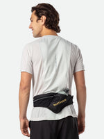 Nathan Peak Hydration Waist Pack in black worn around waist showing back view