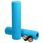 ESI Extra Chunky bicycle grips in blue with matching end caps