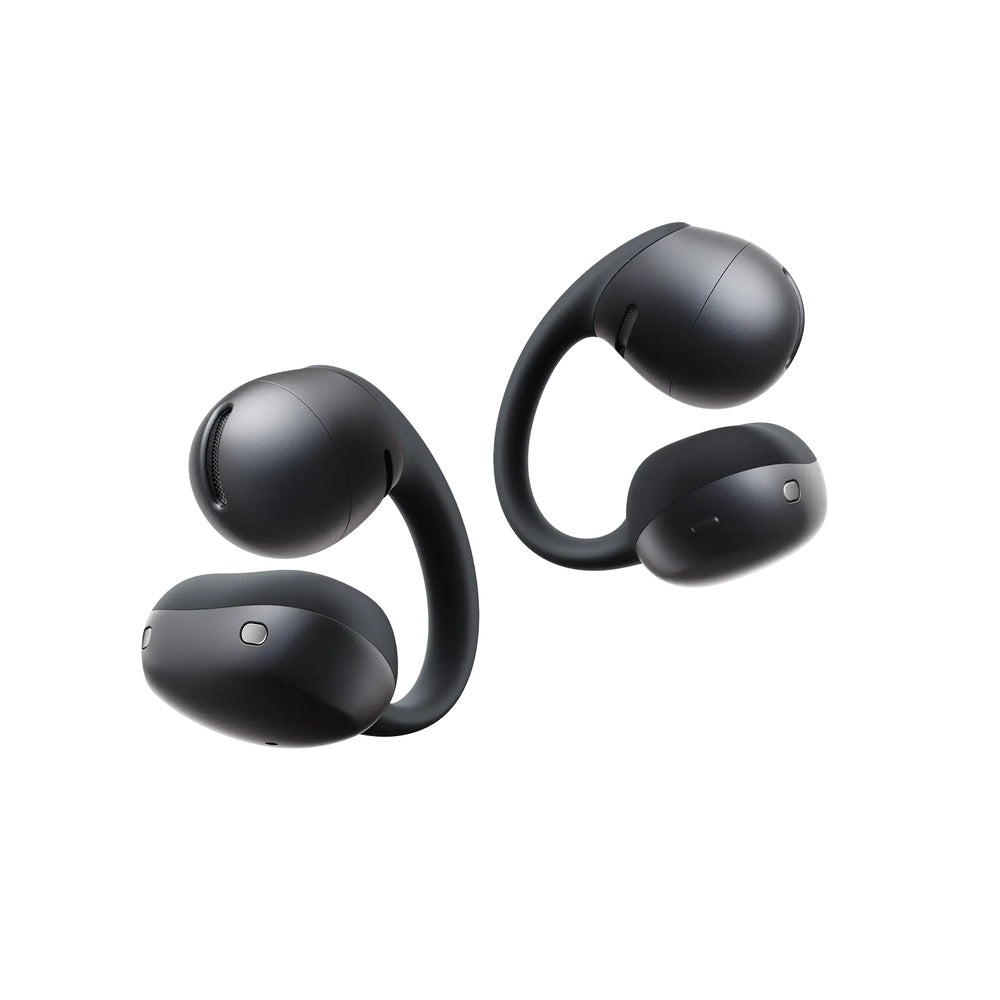 Shokz OpenDots Air wireless open-ear earbuds in matte black, both earbuds shown