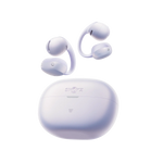 Shokz OpenDots Air open-ear wireless earbuds in lavender purple with charging case