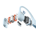 Exploded view of Shokz OpenRun Pro 2 bone conduction headphones showing internal components