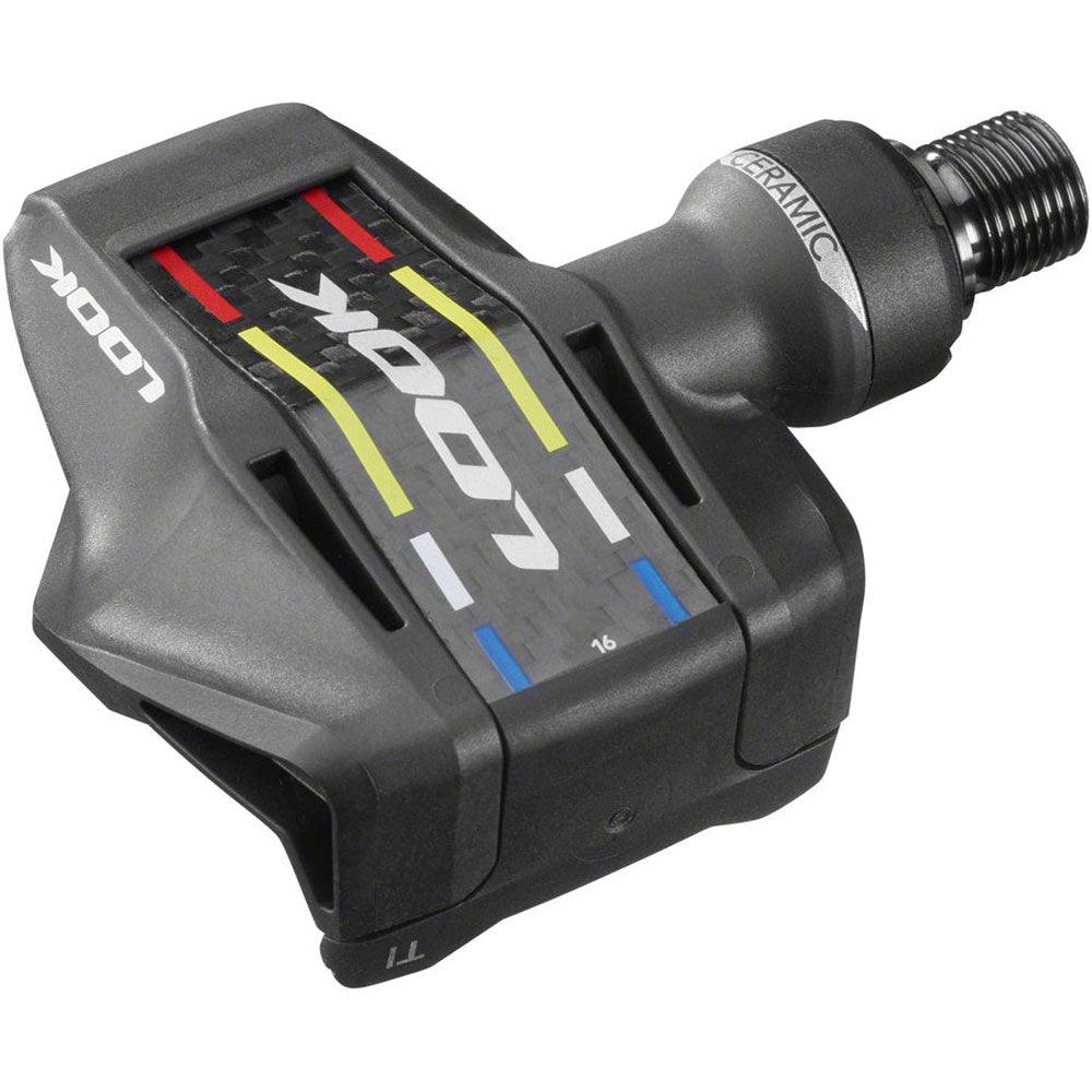 LOOK KEO Blade Carbon Ceramic Ti clipless pedal with carbon fiber top and colored stripe design