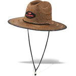 Dakine Pindo straw hat with wide brim and chin strap on white background
