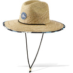 Dakine Pindo straw hat with blue oceanfront trim and chin strap