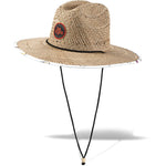 Dakine Pindo straw hat with abstract palm print brim and chin strap