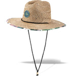 Dakine Pindo straw hat with tropical floral brim trim and chin strap