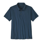 Patagonia men's navy blue polo shirt with collar and two-button placket