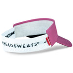 Headsweats visor in white with pink trim and black lettering on clean background