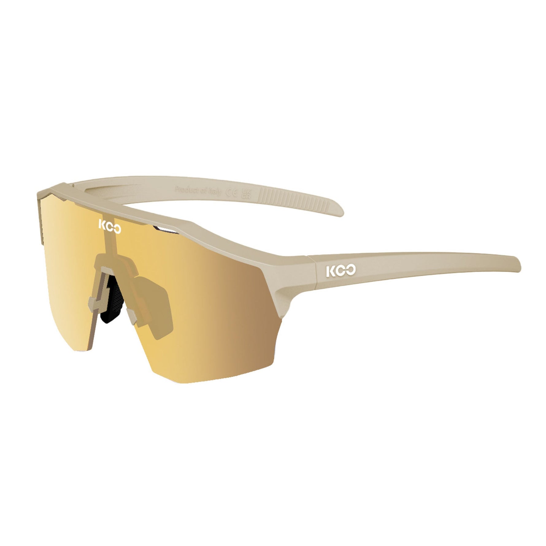 KOO Alibi sunglasses in sand matt frame with yellow mirrored lenses
