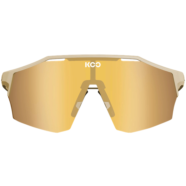 KOO Alibi cycling sunglasses in sand matte frame with gold mirror lenses