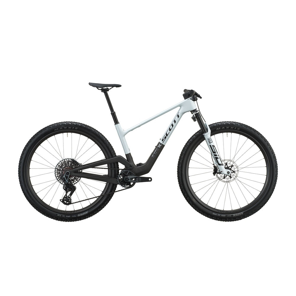 Scott Spark RC World Cup mountain bike in Cumulus White and Carbon Black colorway