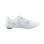 Shimano RC8 road cycling shoe in white with dual BOA dials, lateral view