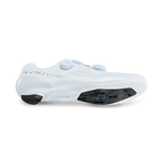 Shimano S-PHYRE SH-RC910 white cycling shoe angled view showing carbon sole and BOA closure system
