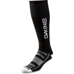 Dakine Singletrack Crew Sock in black with white logo and grey striped foot