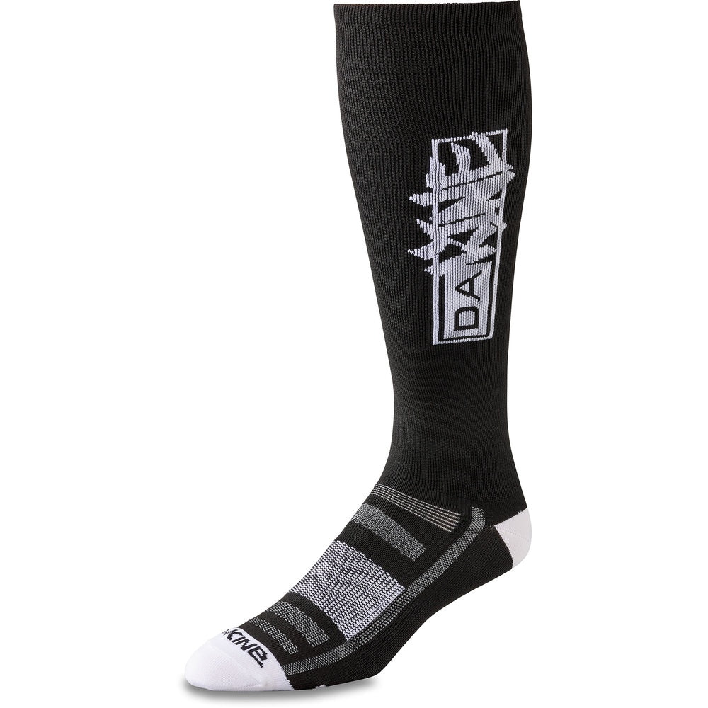 Dakine Singletrack Crew Sock in black and white with Dakine logo on calf