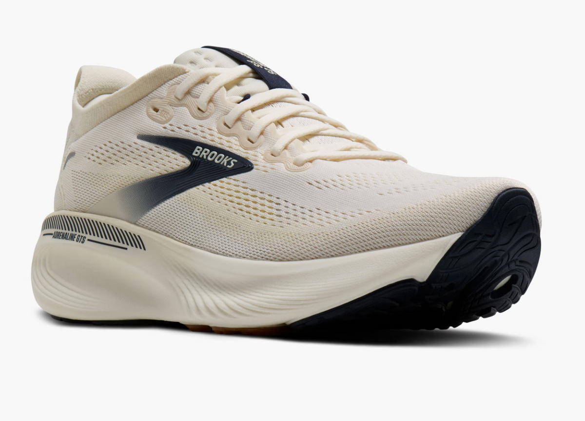 Brooks Adrenaline GTS 25 men's shoe in Arctic Wolf Navy colorway, three-quarter front view