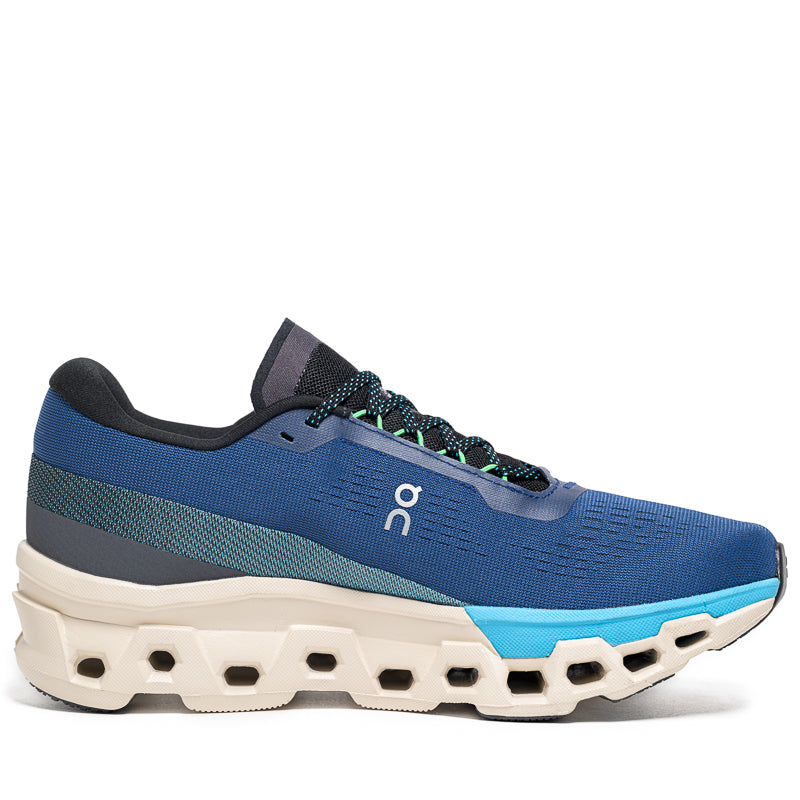 On Cloudmonster 2 running shoe in blue Tempest/Horizon colorway with signature pod sole