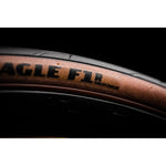 Goodyear Eagle F1R bicycle tire showing brown sidewall with black lettering