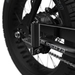 Black aluminum folding peg mounted on Super73 electric bike frame