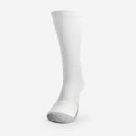 Thorlos unisex white tennis crew sock with gray padded toe and heel