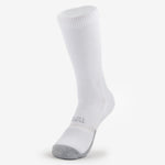 Thorlos unisex white tennis crew sock with gray toe and heel, front view