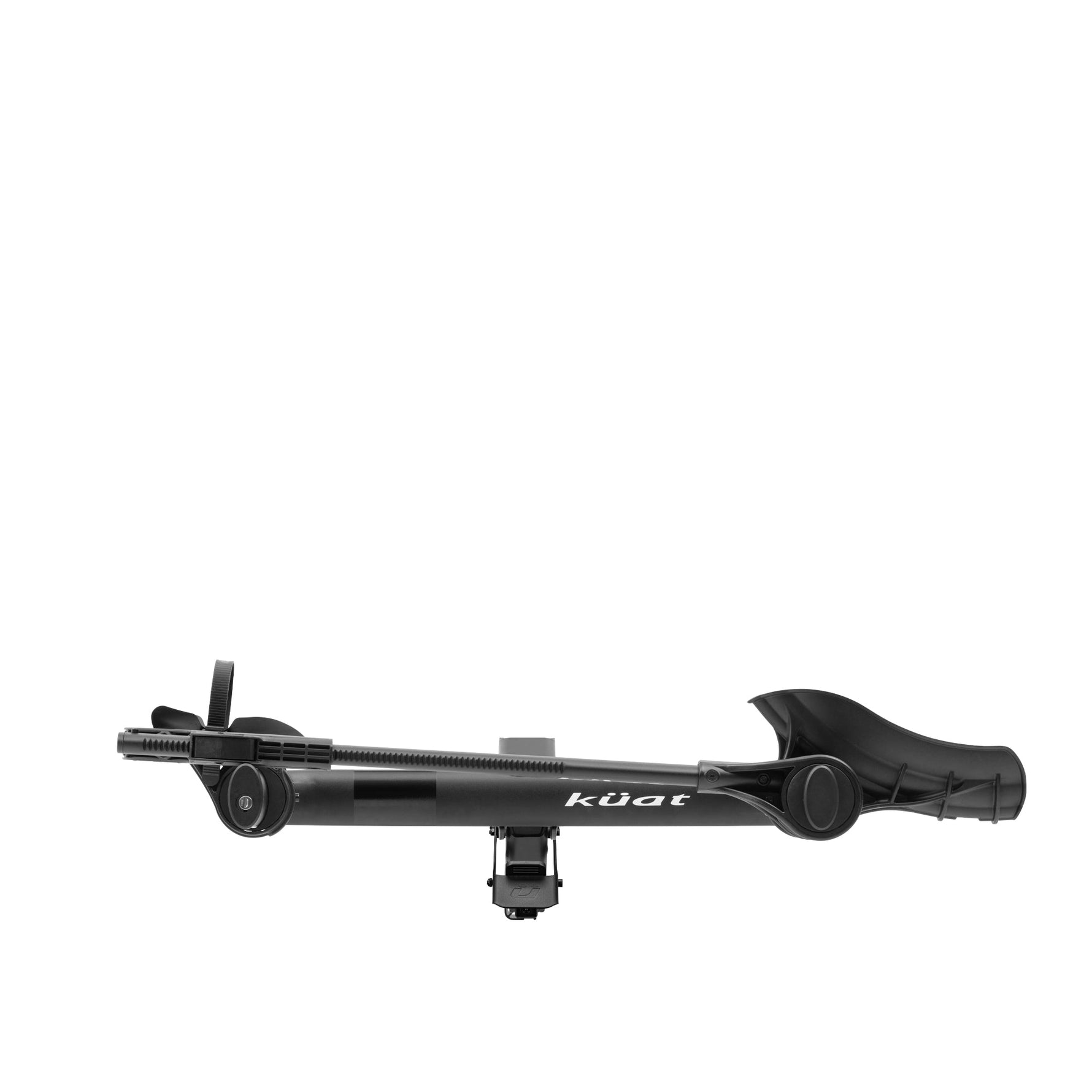 Kuat Transfer V2 black bike hitch rack with adjustable arms on white background