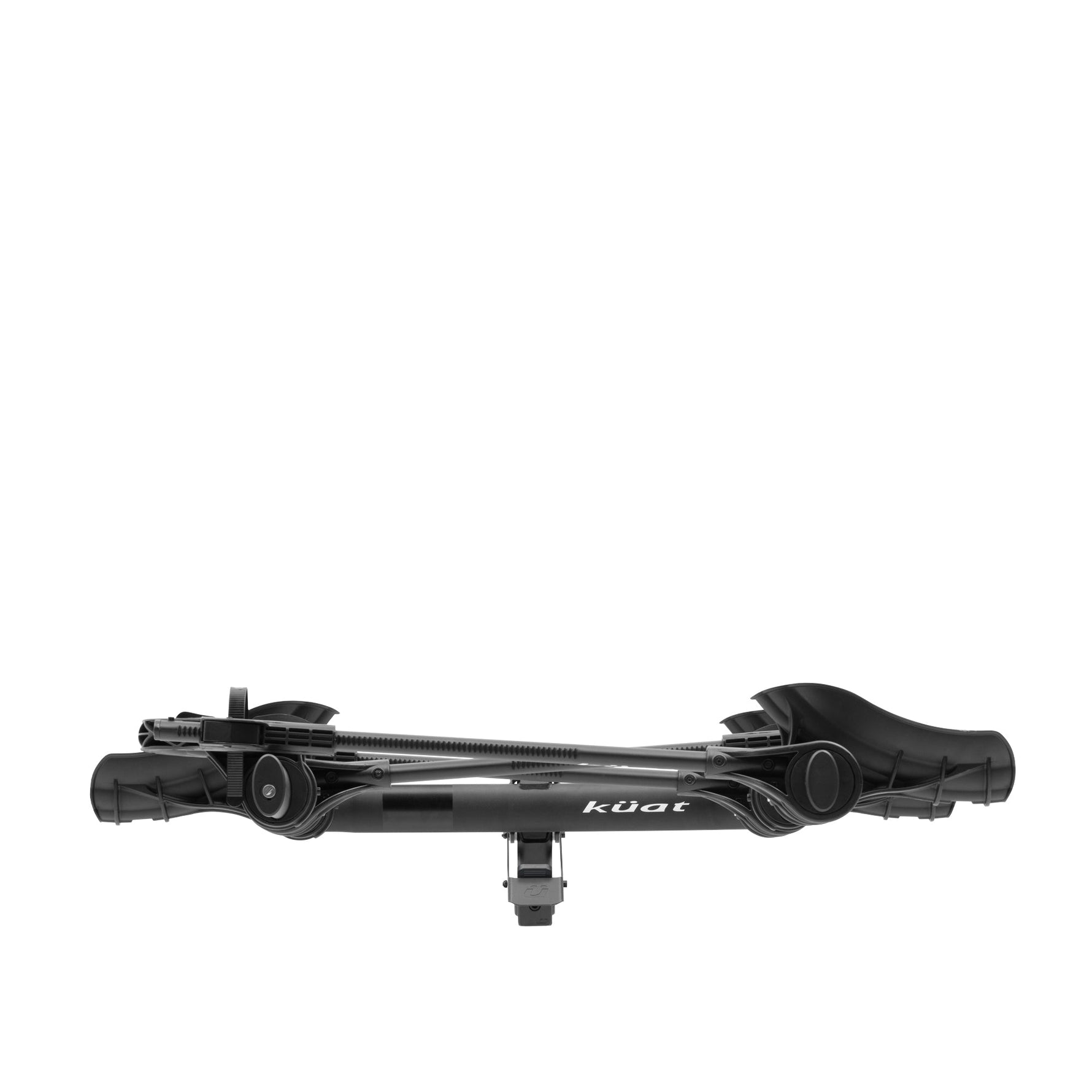 Kuat Transfer V2 black bike hitch rack with adjustable arms on white background