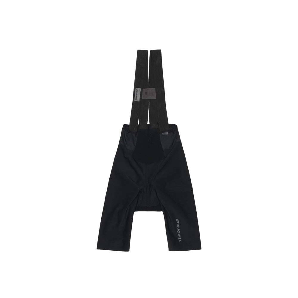 TheOneOff Xenon black cycling bib shorts with suspender straps, back view