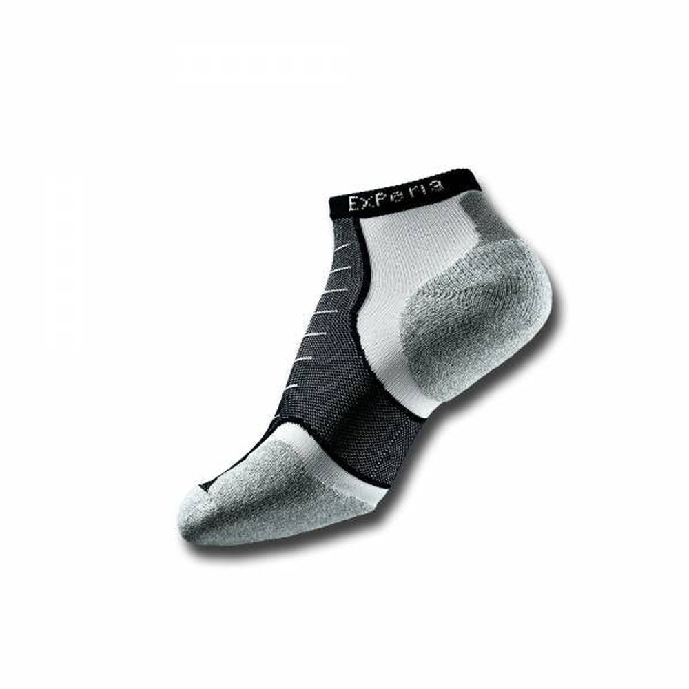 Experia black and gray compression micro mini sock on white background