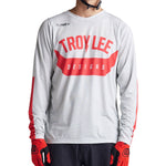 Troy Lee Designs Skyline Air LS Jersey in Aircore Cement colorway with red accents