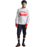 Troy Lee Designs Skyline Air LS Jersey in SRAM Roots Cement colorway with red accents
