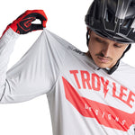 Troy Lee Designs Skyline Air LS Jersey in SRAM Roots Cement colorway with red branding