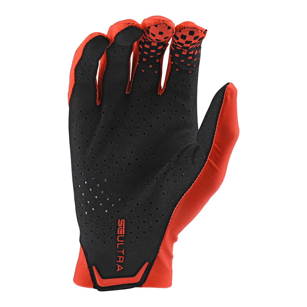 Troy Lee Designs SE Ultra glove in orange and black, palm side view