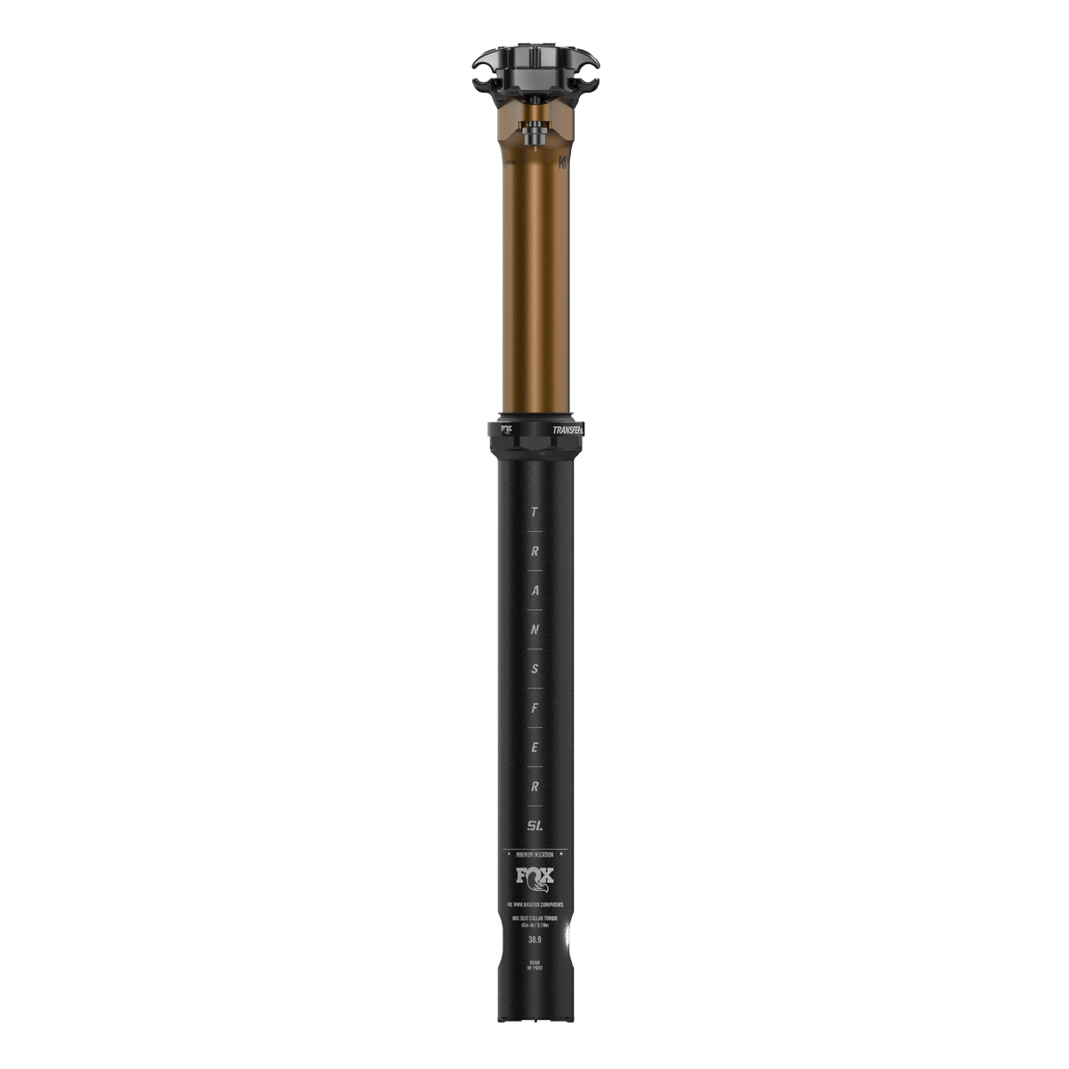 FOX Transfer SL dropper seatpost with anodized gold upper and black lower tube