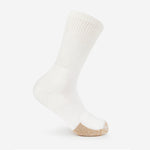 Thorlos Men's XT Max Cushion Fitness Crew Sock in white with tan toe cap