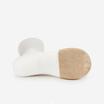 Thorlos Tennis Thick Cushion Crew Sock in white with tan reinforced toe cap