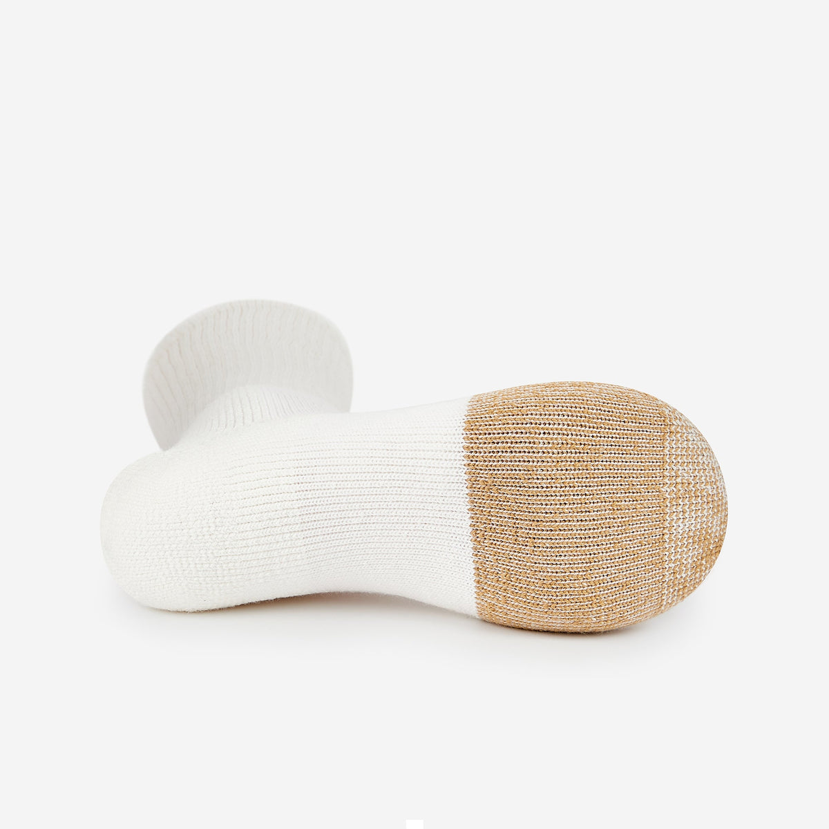 Thorlos Men's XT Max Cushion Fitness Crew Socks in white with tan toe cap