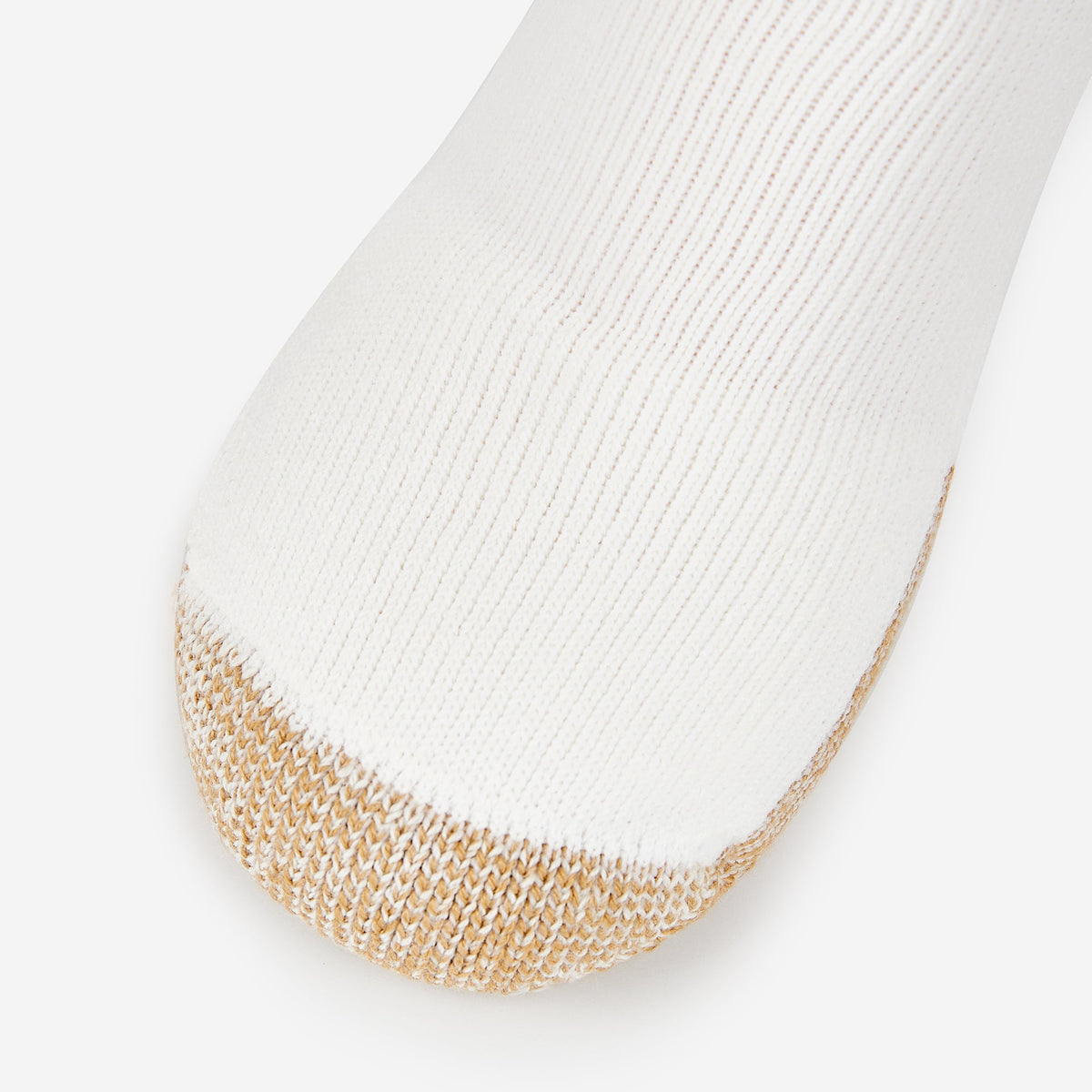 Thorlos Men's XT Max Cushion Fitness Crew Sock in white with gold reinforced toe