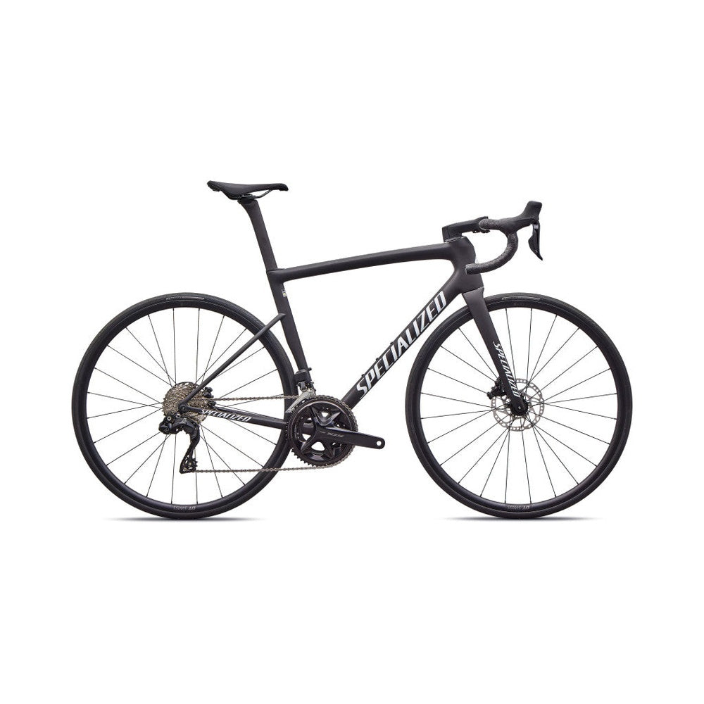 Specialized Tarmac SL8 Comp road bike in satin carbon and white colorway