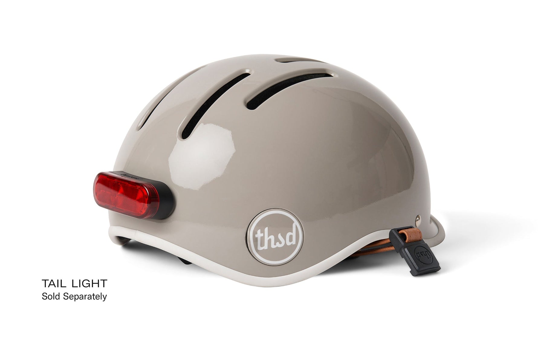 Thousand Heritage 2.0 bike helmet in dove grey with red tail light attachment